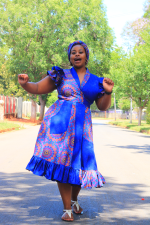 Pinafore: 3 Cat Blue seShweshwe