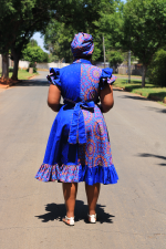 Pinafore: 3 Cat Blue seShweshwe - Image 2