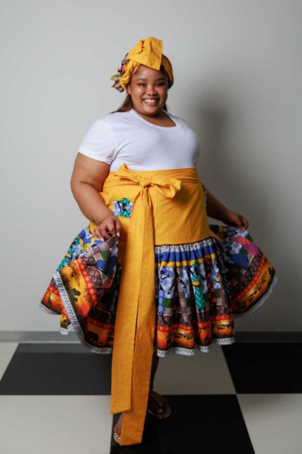 Pinafore: wrap around yellow